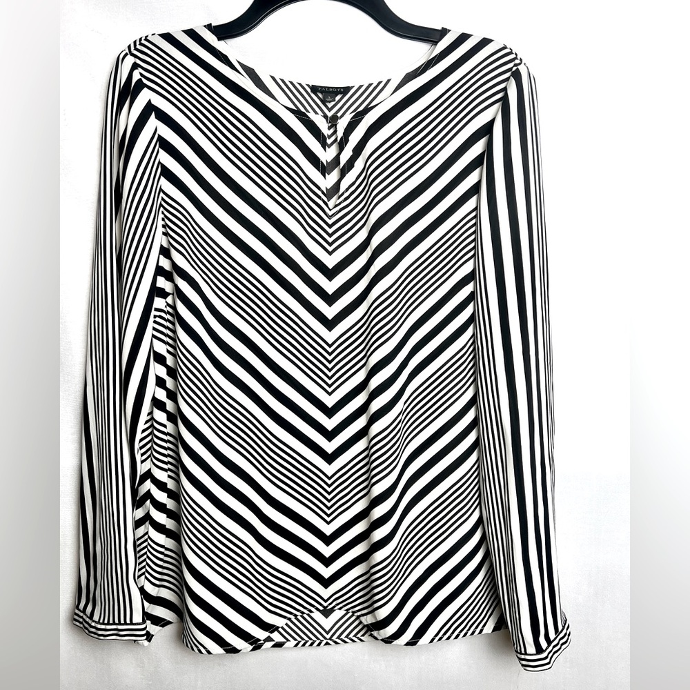 TALBOTS Black and White Blouse US Size L
